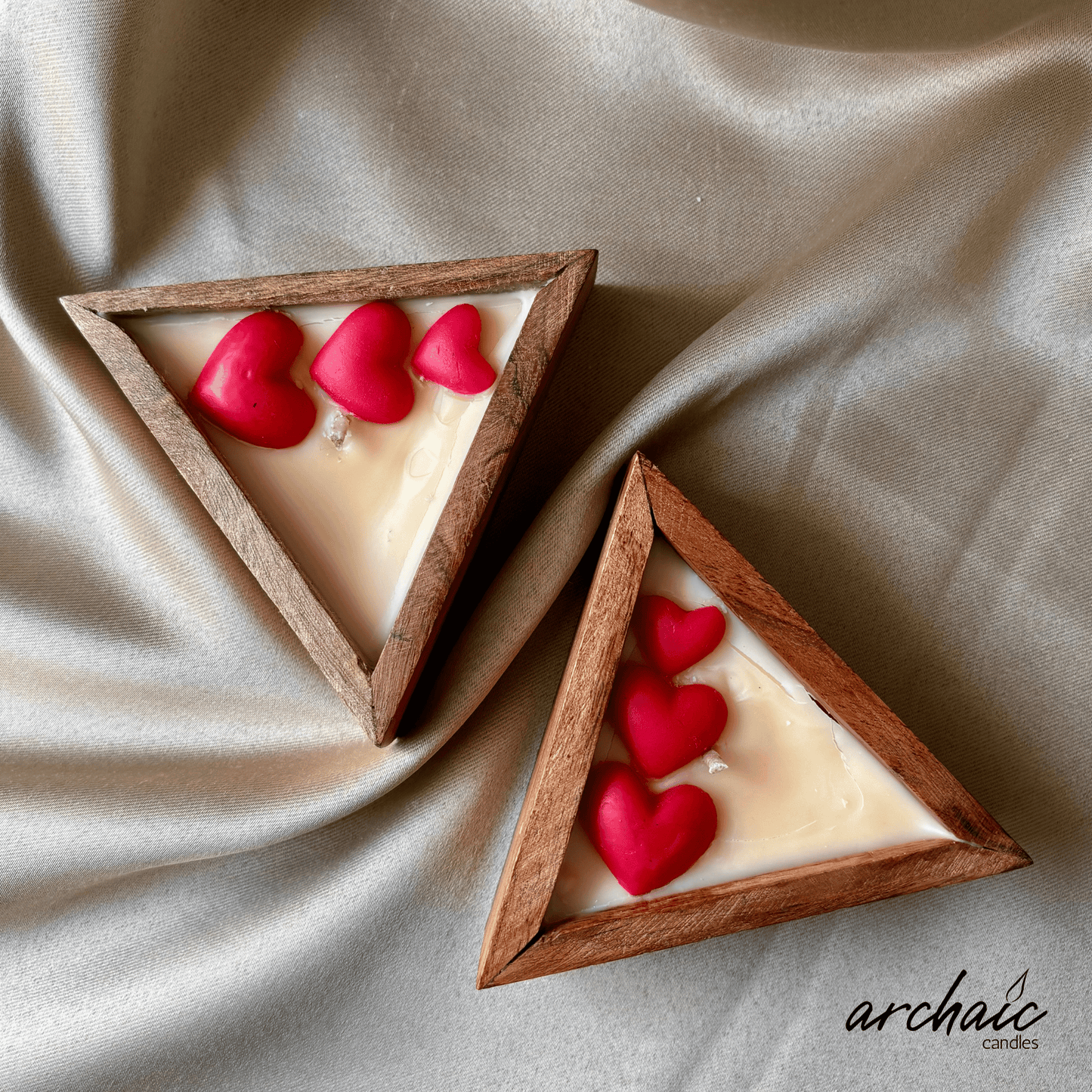 Triangle Shaped Red hearts Scent candle | Crimson Ember| Pure soy wax candles