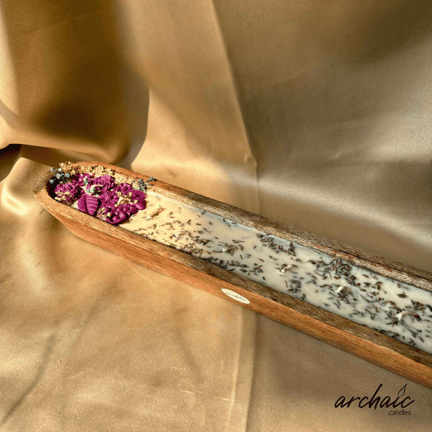 Purple Lavender Wooden Big Boat Candle| Amethyst Tide| Handcrafted Floral Soy Wax Candle