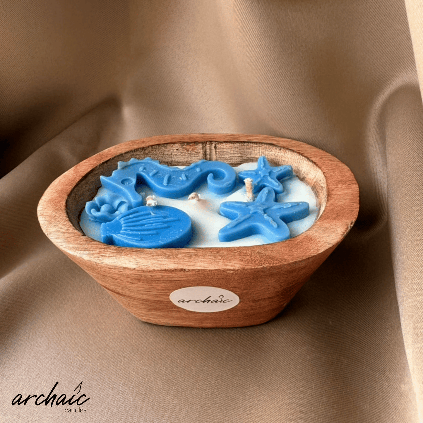 Blue Sea Breeze Wooden Boat Candle|Azure Drift| Handcrafted Soy Wax Ocean Decor Candle