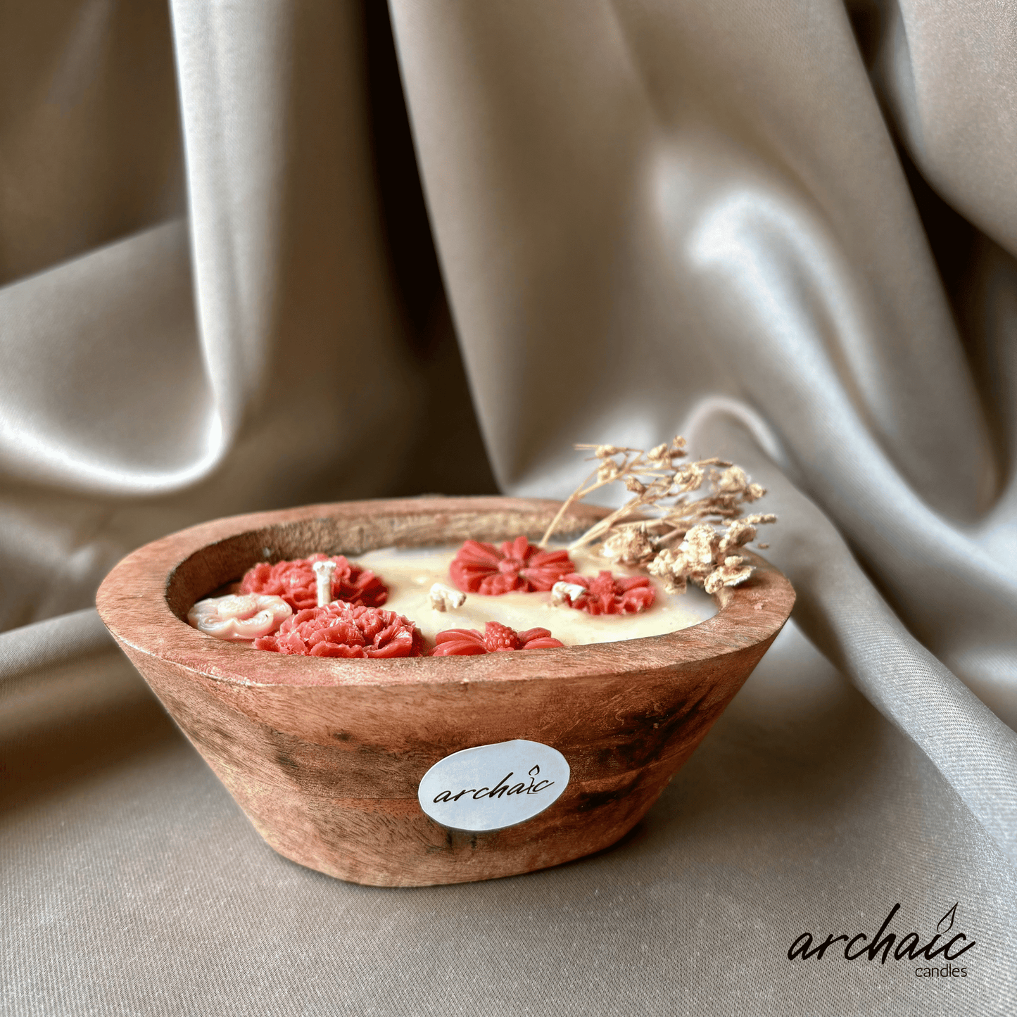 Wooden Small Boat Peach Flower Candle | Peach Drift| Pure Soy wax candle|