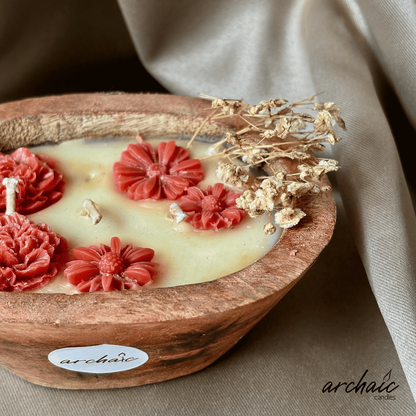 Wooden Small Boat Peach Flower Candle | Peach Drift| Pure Soy wax candle|