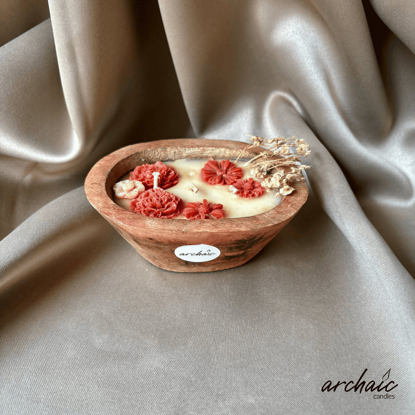 Wooden Small Boat Peach Flower Candle | Peach Drift| Pure Soy wax candle|