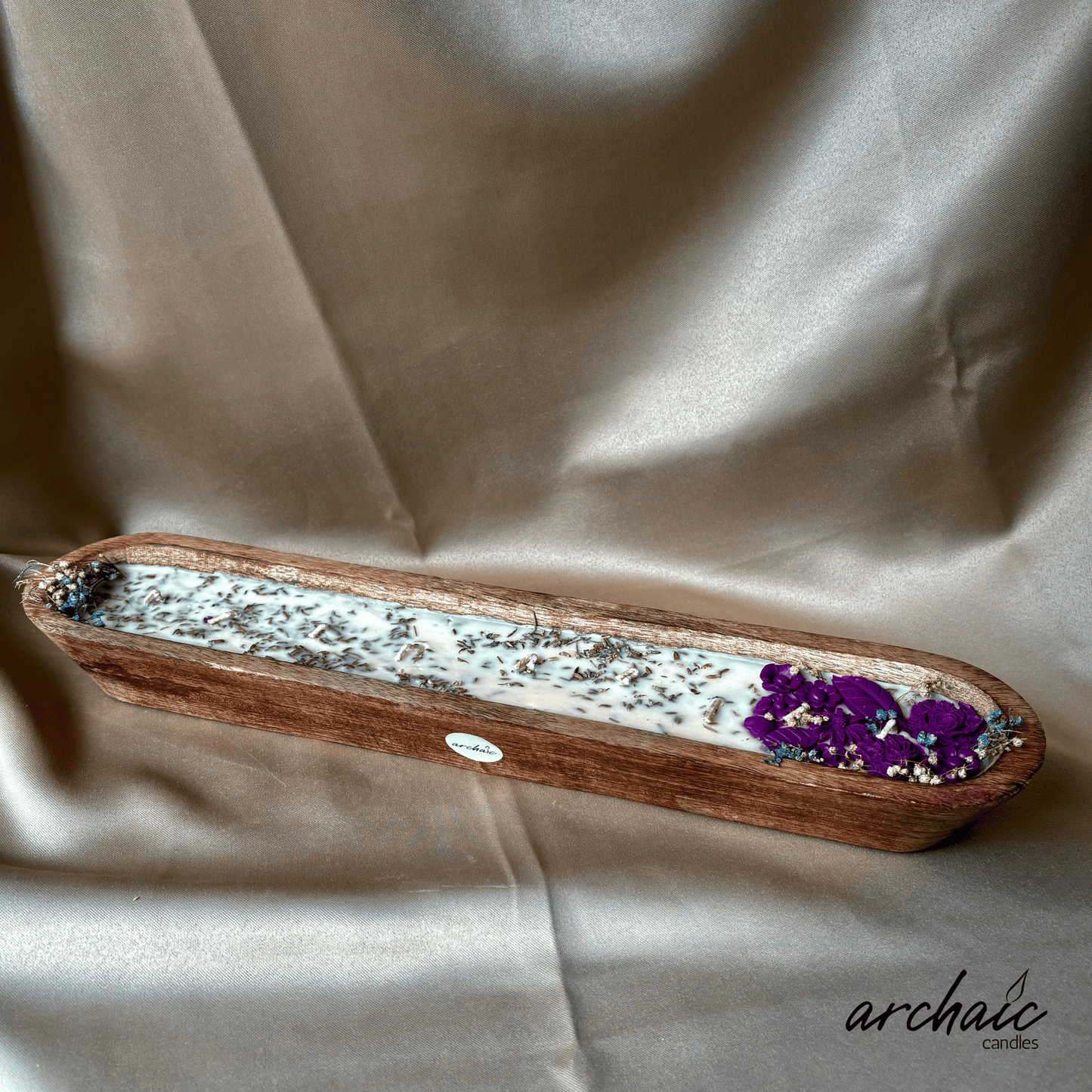 Purple Lavender Wooden Big Boat Candle| Amethyst Tide| Handcrafted Floral Soy Wax Candle