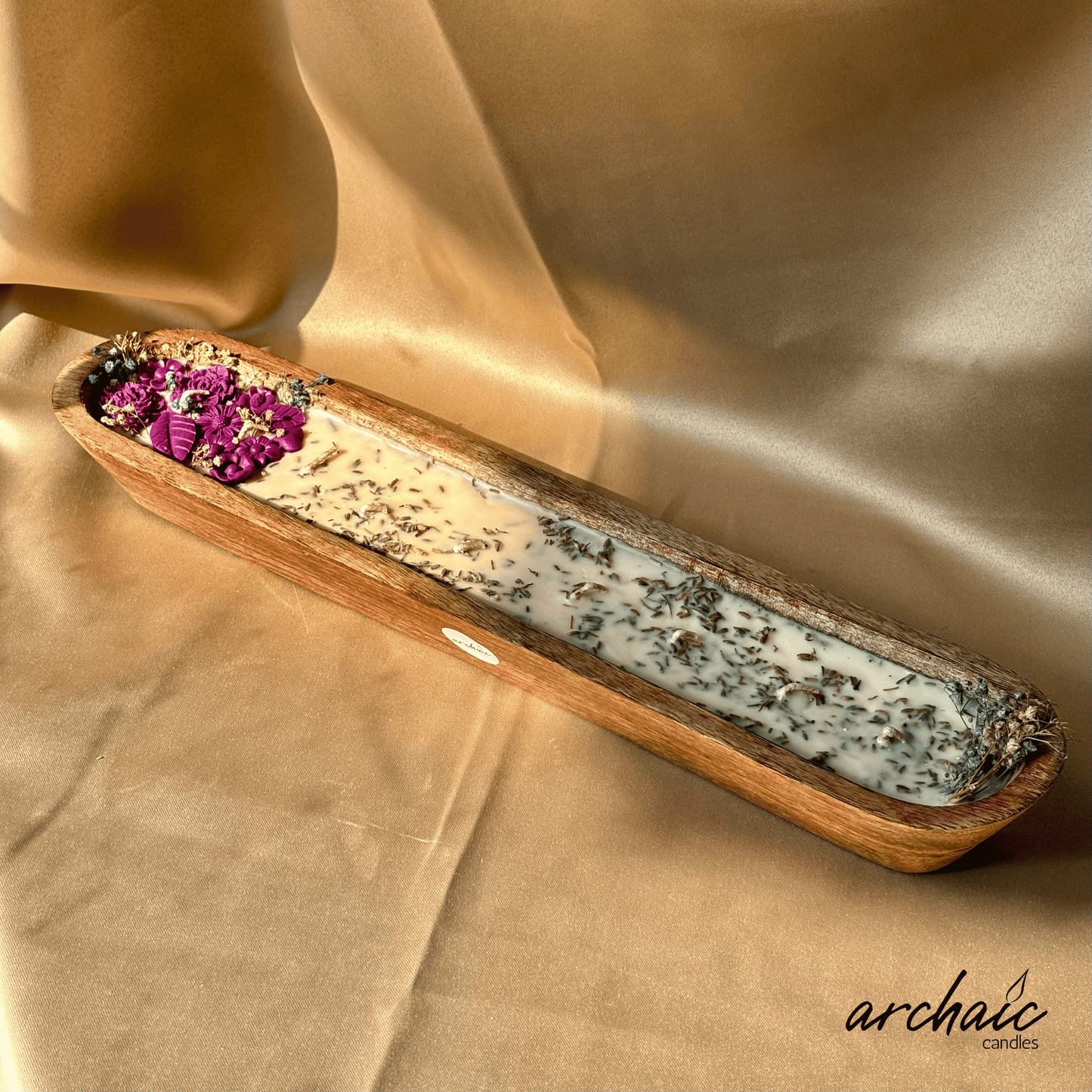 Purple Lavender Wooden Big Boat Candle| Amethyst Tide| Handcrafted Floral Soy Wax Candle