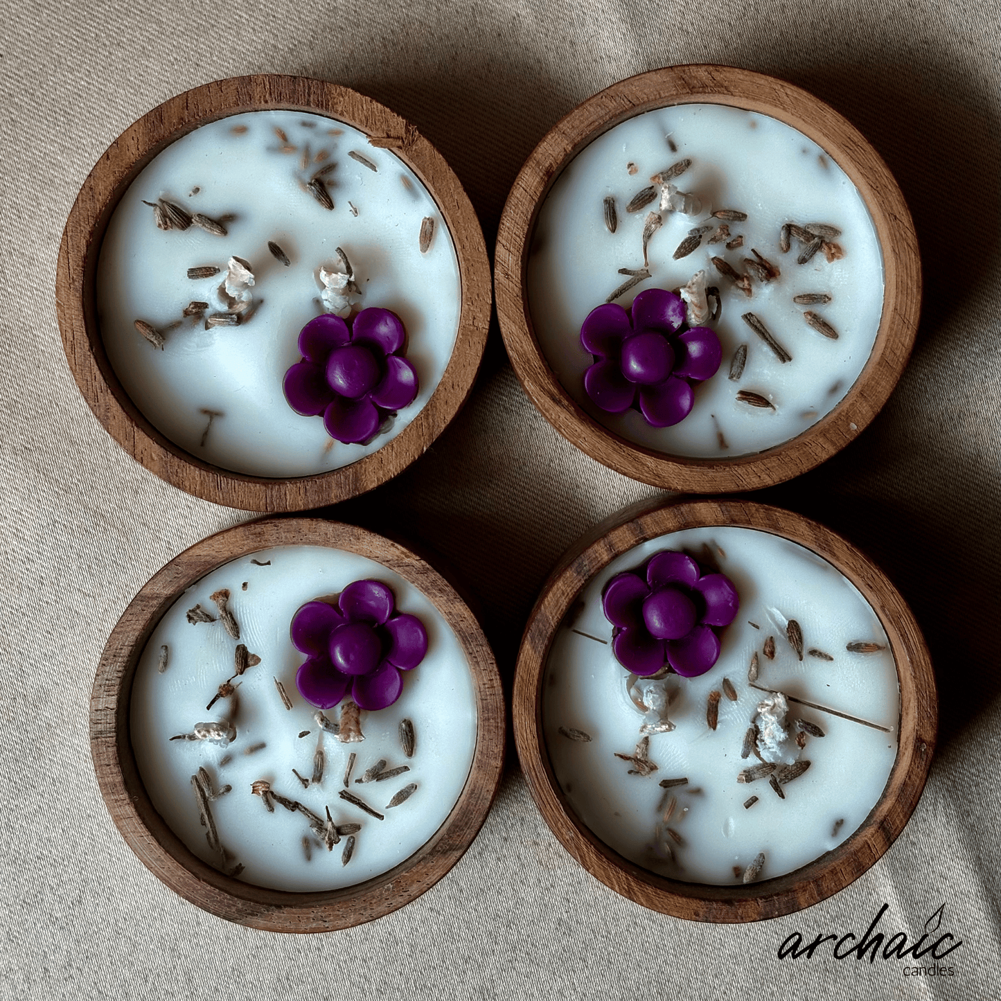 Wooden Small Circle Flower Scent candle | Blossom Glow| Pure soy wax candles