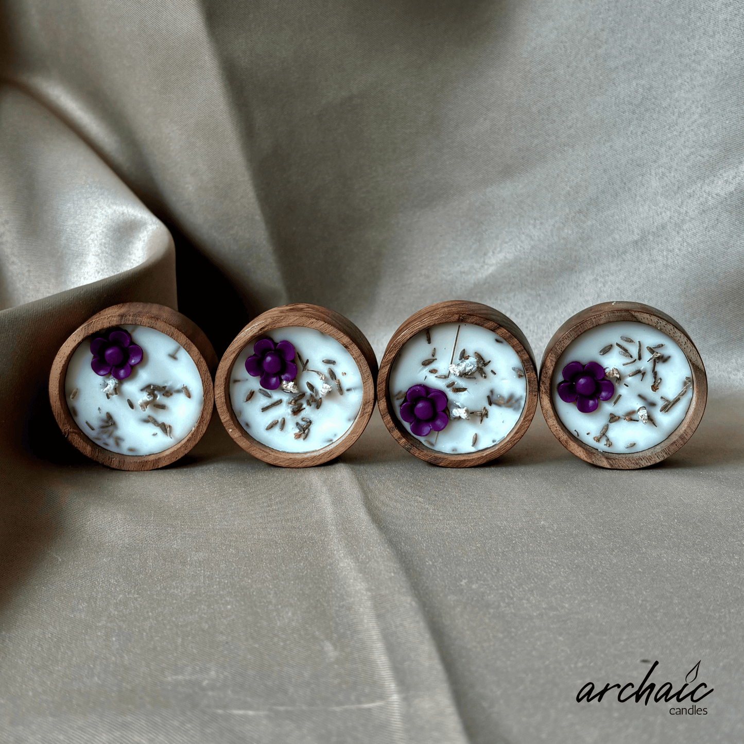 Wooden Small Circle Flower Scent candle | Blossom Glow| Pure soy wax candles