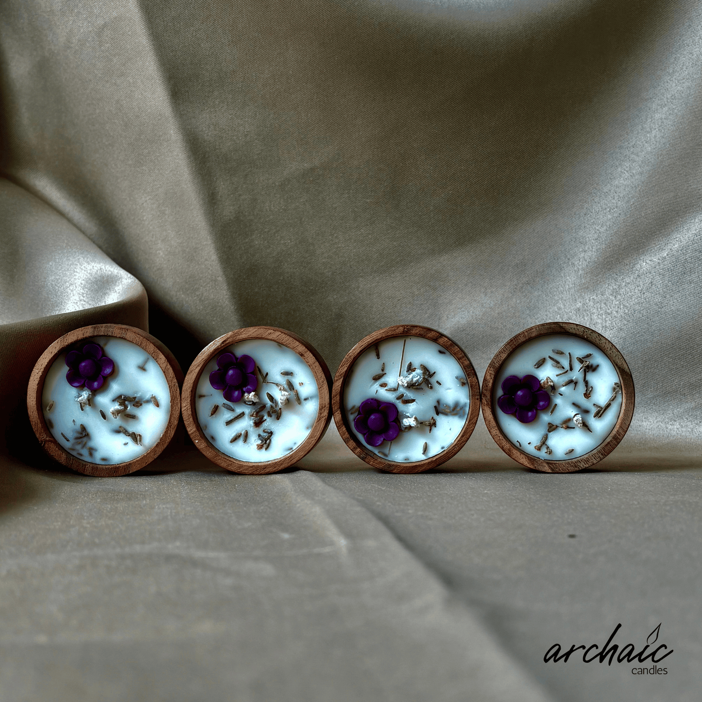 Wooden Small Circle Flower Scent candle | Blossom Glow| Pure soy wax candles