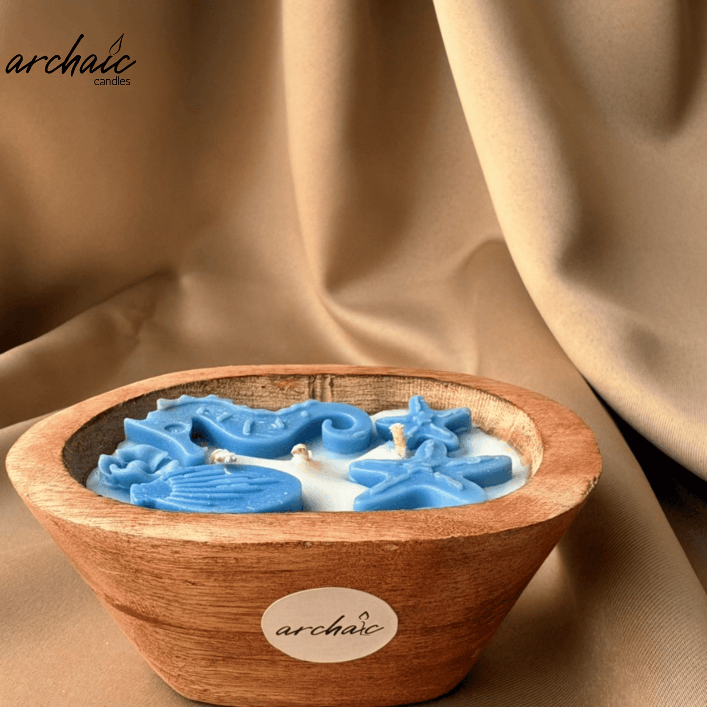 Blue Sea Breeze Wooden Boat Candle|Azure Drift|  Handcrafted Soy Wax Ocean Decor Candle