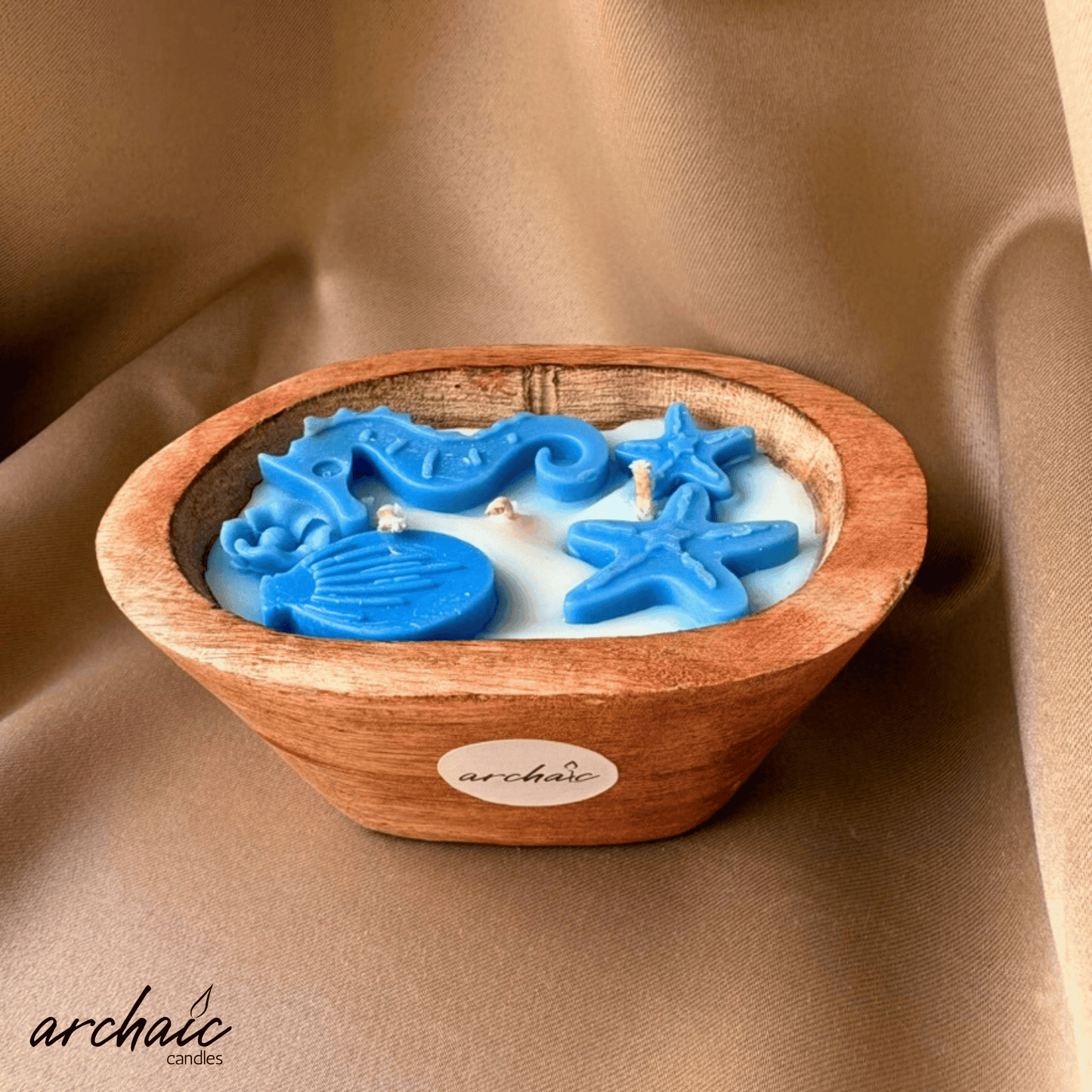 Blue Sea Breeze Wooden Boat Candle|Azure Drift|  Handcrafted Soy Wax Ocean Decor Candle