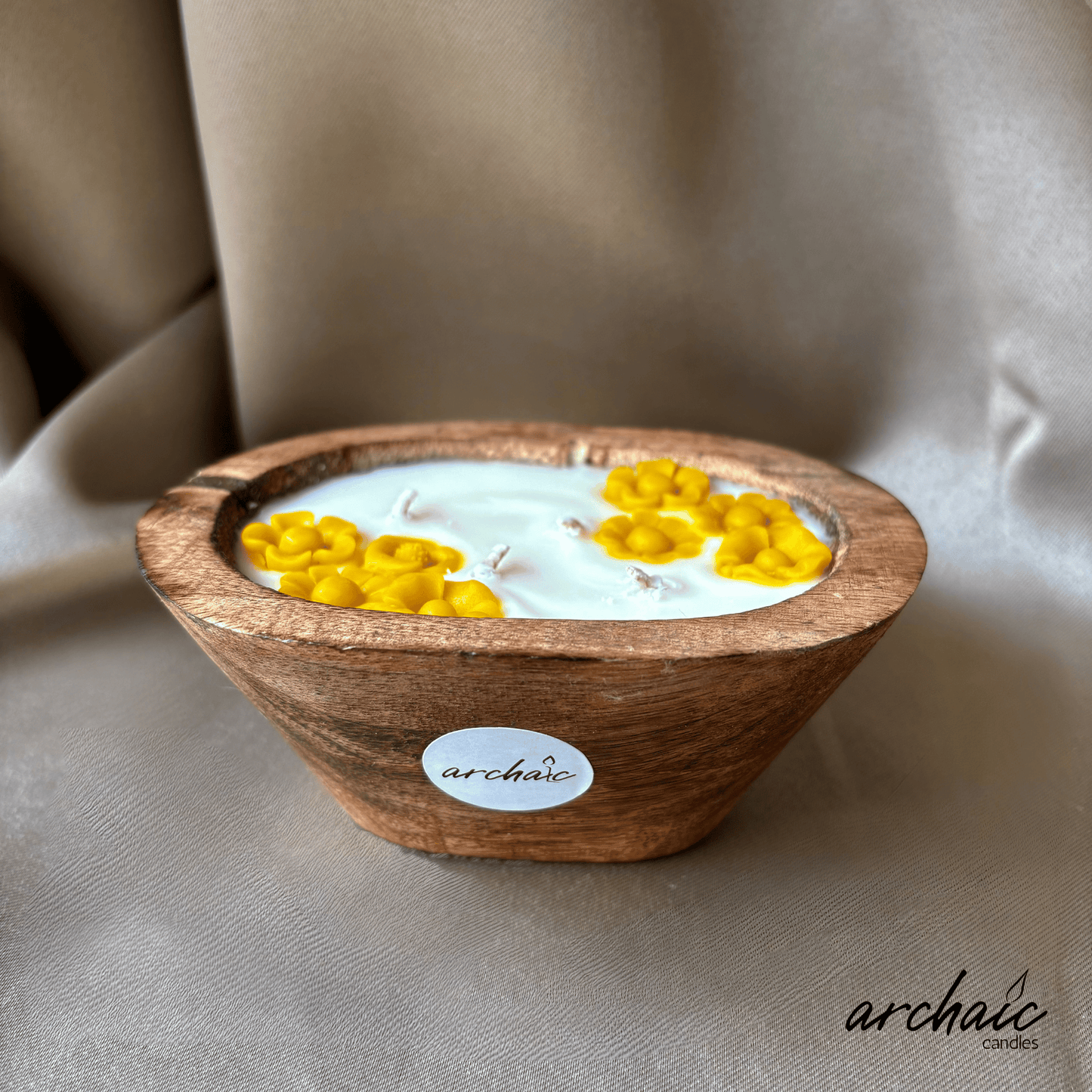 Wooden Small Boat Yellow flower candle | Sunshine Voyage| Pure soy wax candles