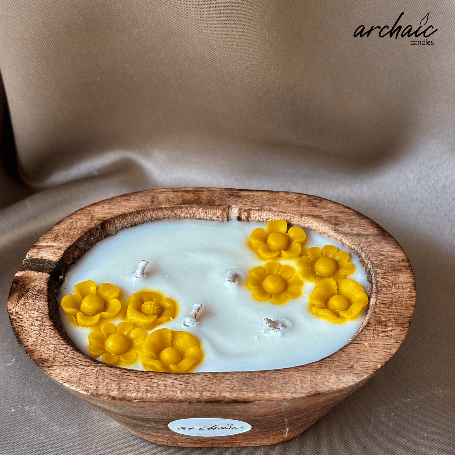 Wooden Small Boat Yellow flower candle | Sunshine Voyage| Pure soy wax candles