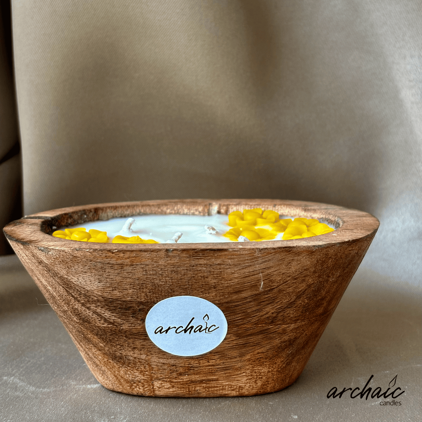 Wooden Small Boat Yellow flower candle | Sunshine Voyage| Pure soy wax candles