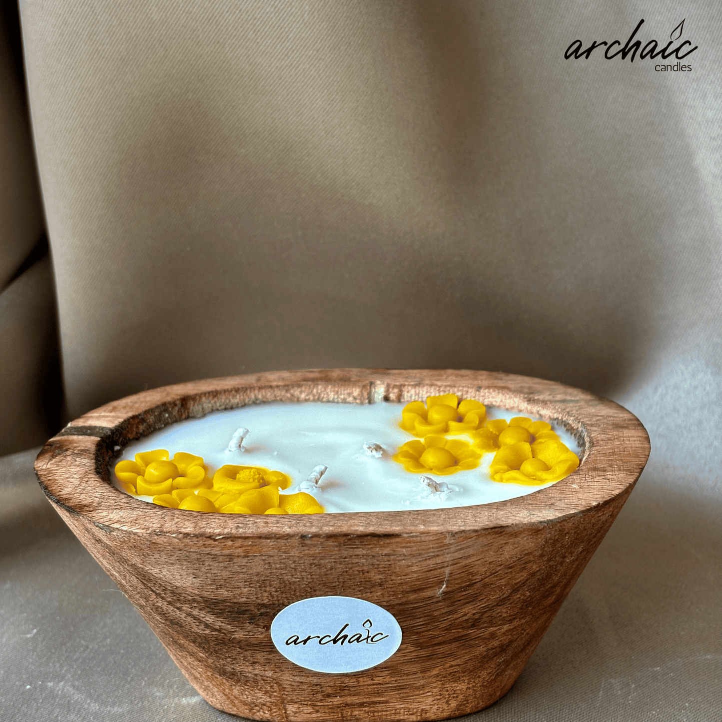 Wooden Small Boat Yellow flower candle | Sunshine Voyage| Pure soy wax candles