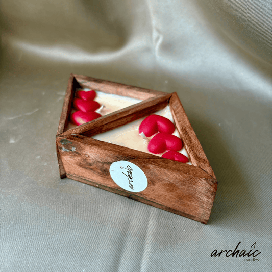 Triangle Shaped Red hearts Scent candle | Crimson Ember| Pure soy wax candles