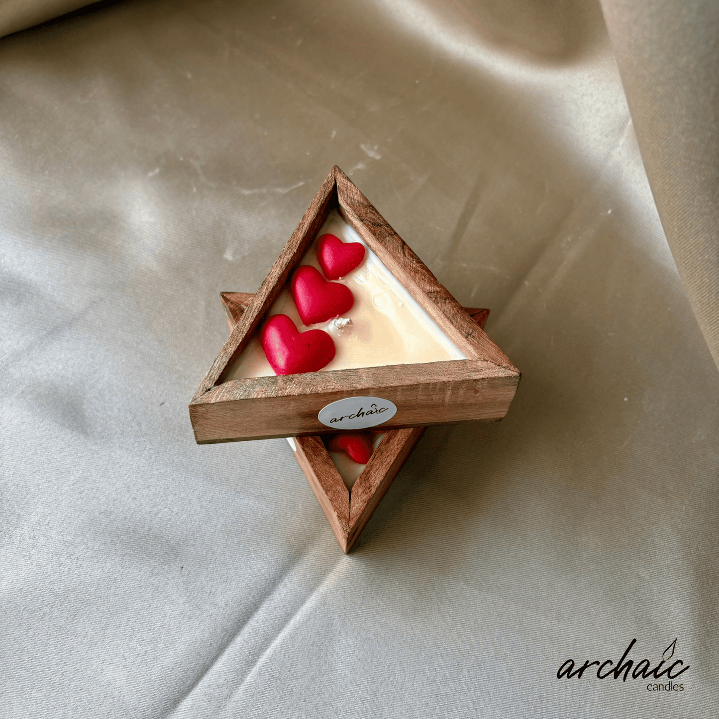 Triangle Shaped Red hearts Scent candle | Crimson Ember| Pure soy wax candles