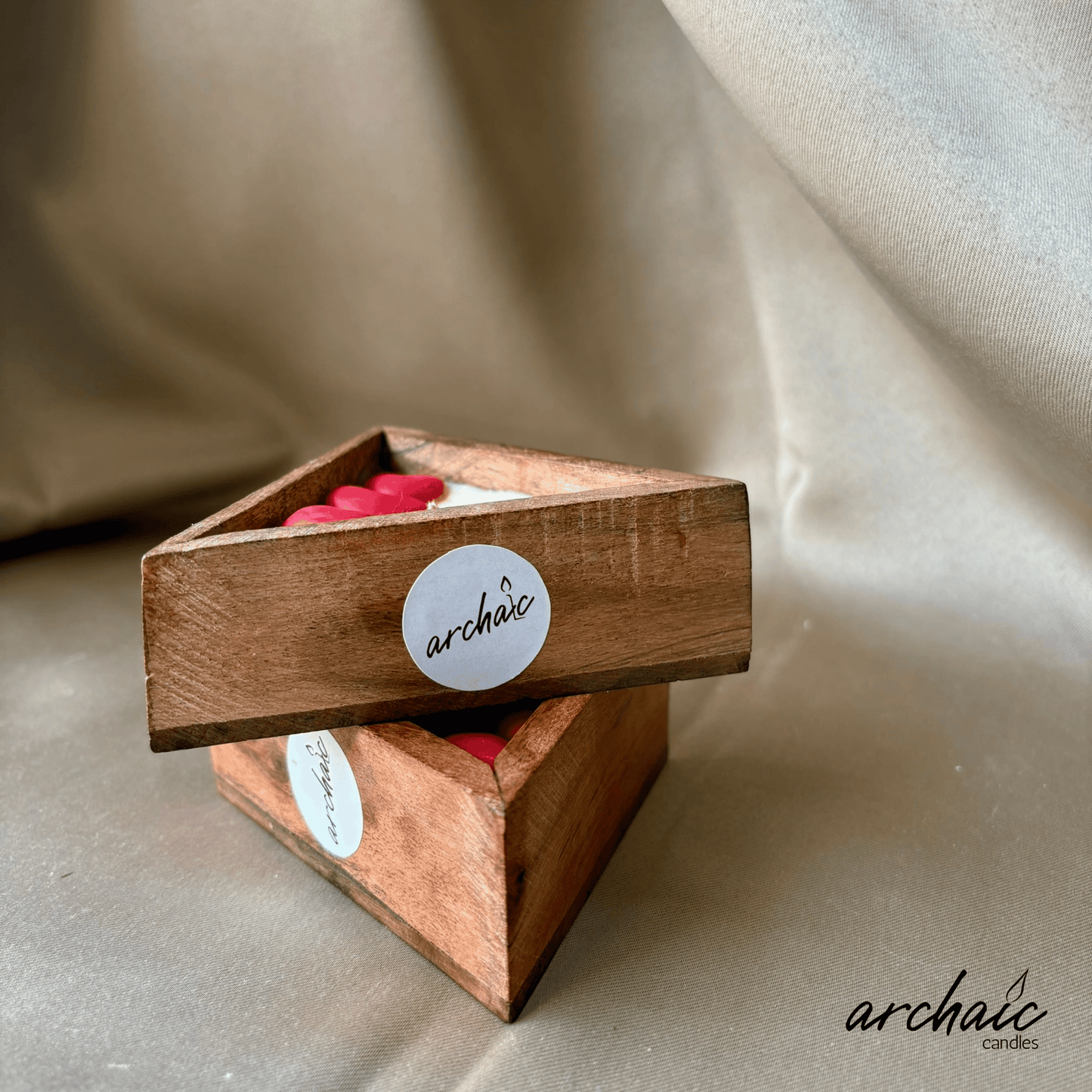 Triangle Shaped Red hearts Scent candle | Crimson Ember| Pure soy wax candles