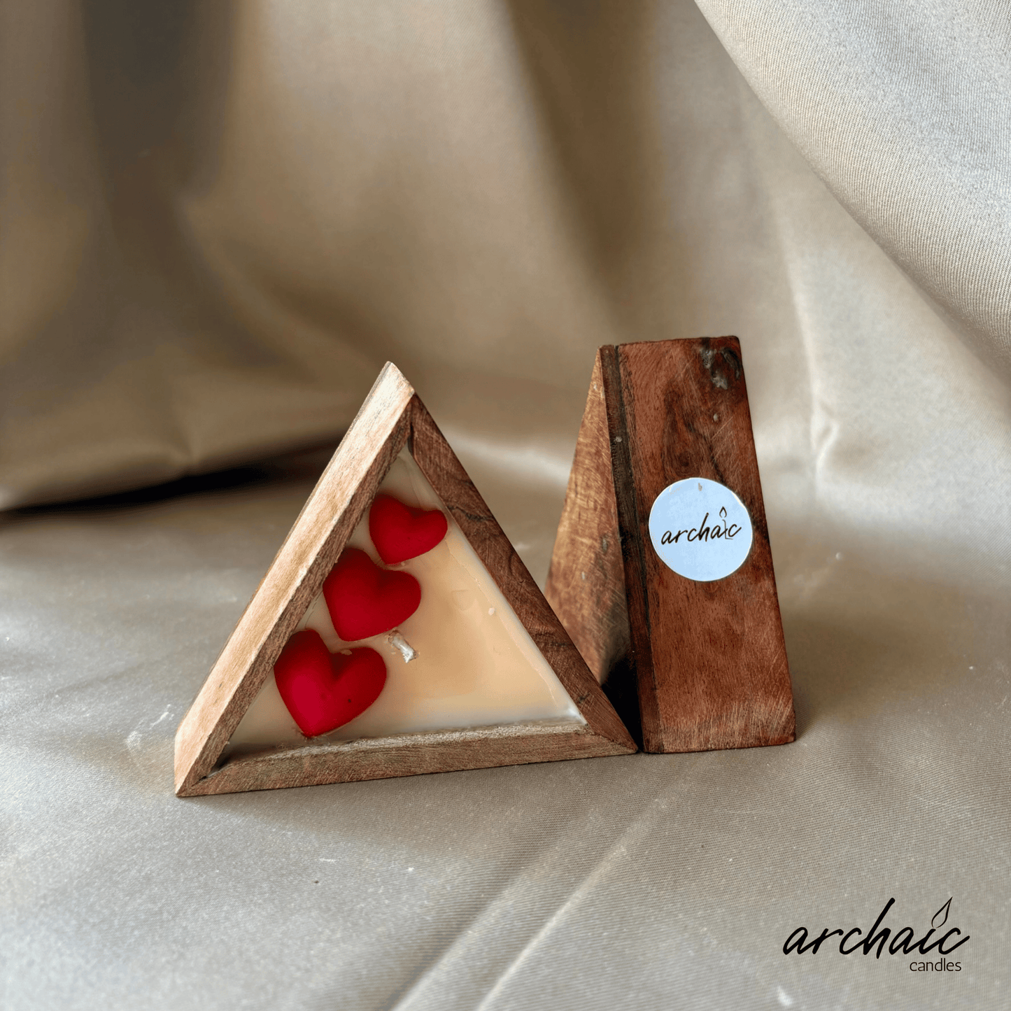 Triangle Shaped Red hearts Scent candle | Crimson Ember| Pure soy wax candles