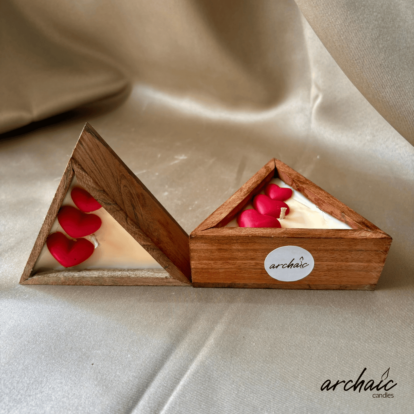 Triangle Shaped Red hearts Scent candle | Crimson Ember| Pure soy wax candles