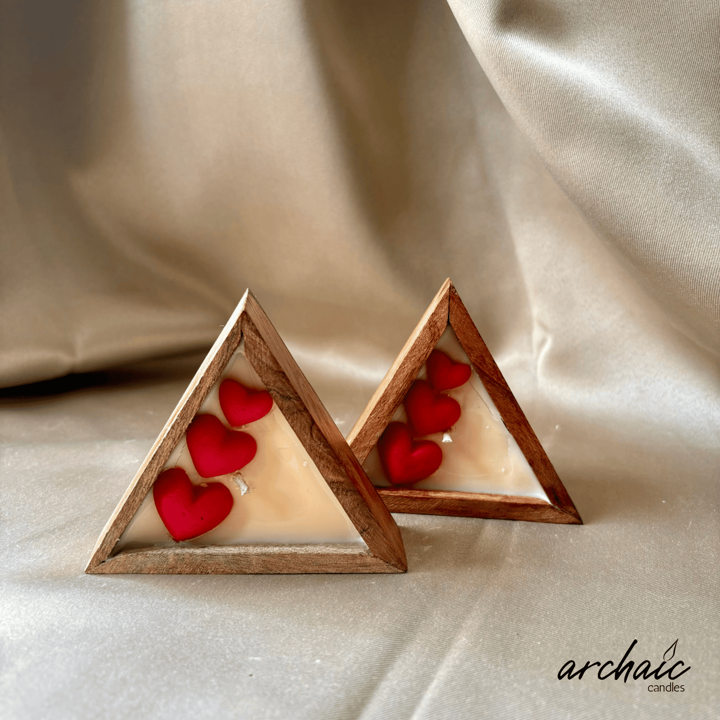 Triangle Shaped Red hearts Scent candle | Crimson Ember| Pure soy wax candles