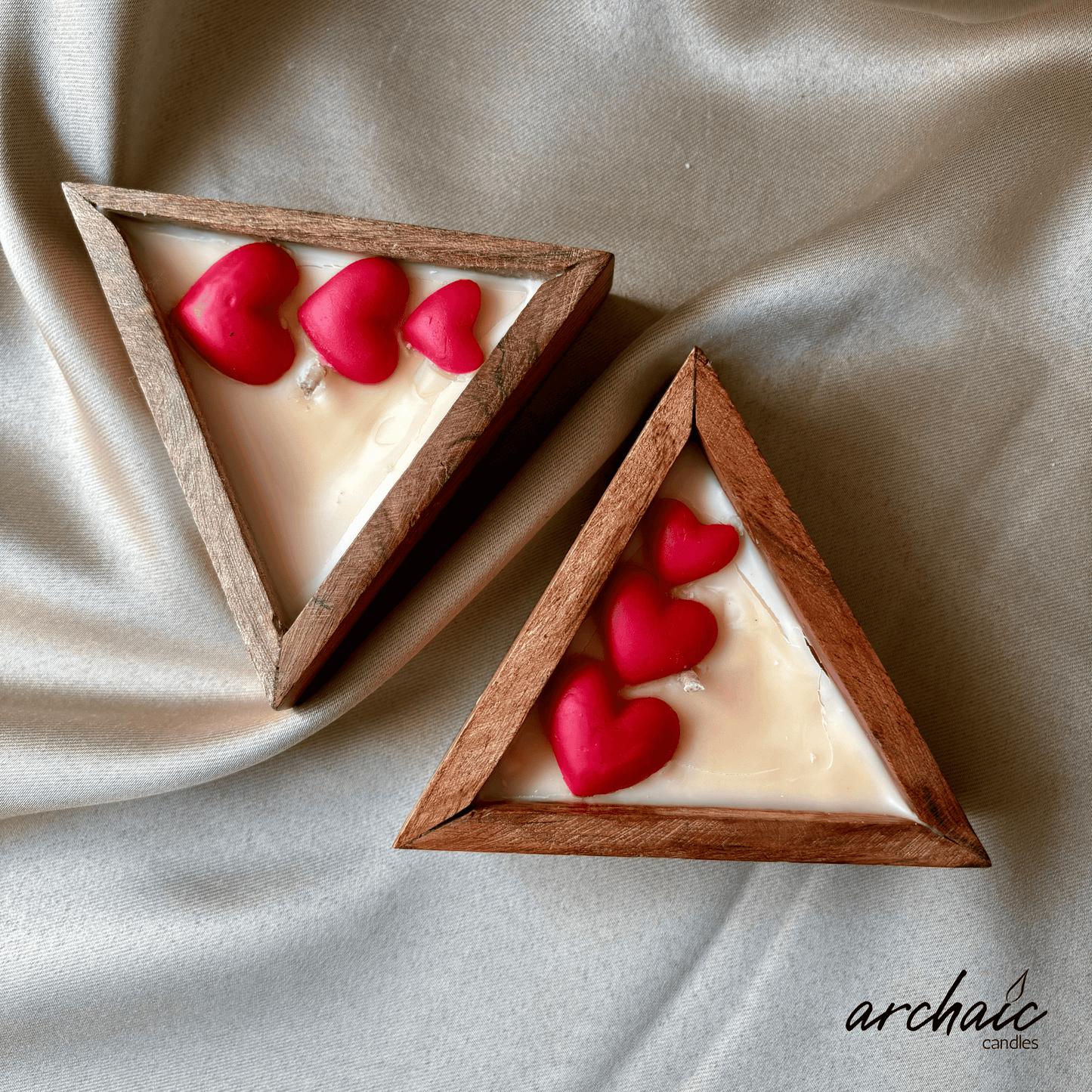 Triangle Shaped Red hearts Scent candle | Crimson Ember| Pure soy wax candles