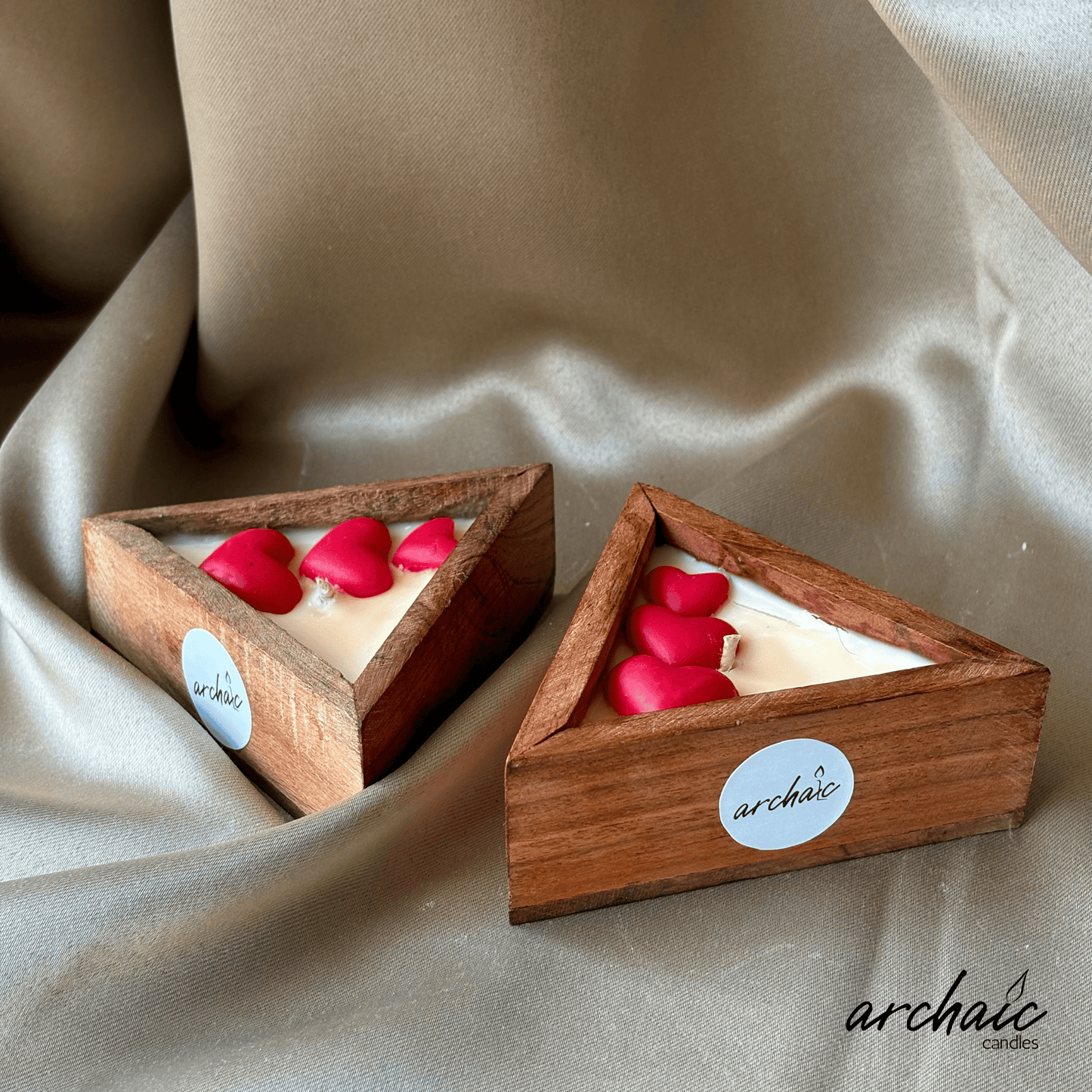 Triangle Shaped Red hearts Scent candle | Crimson Ember| Pure soy wax candles