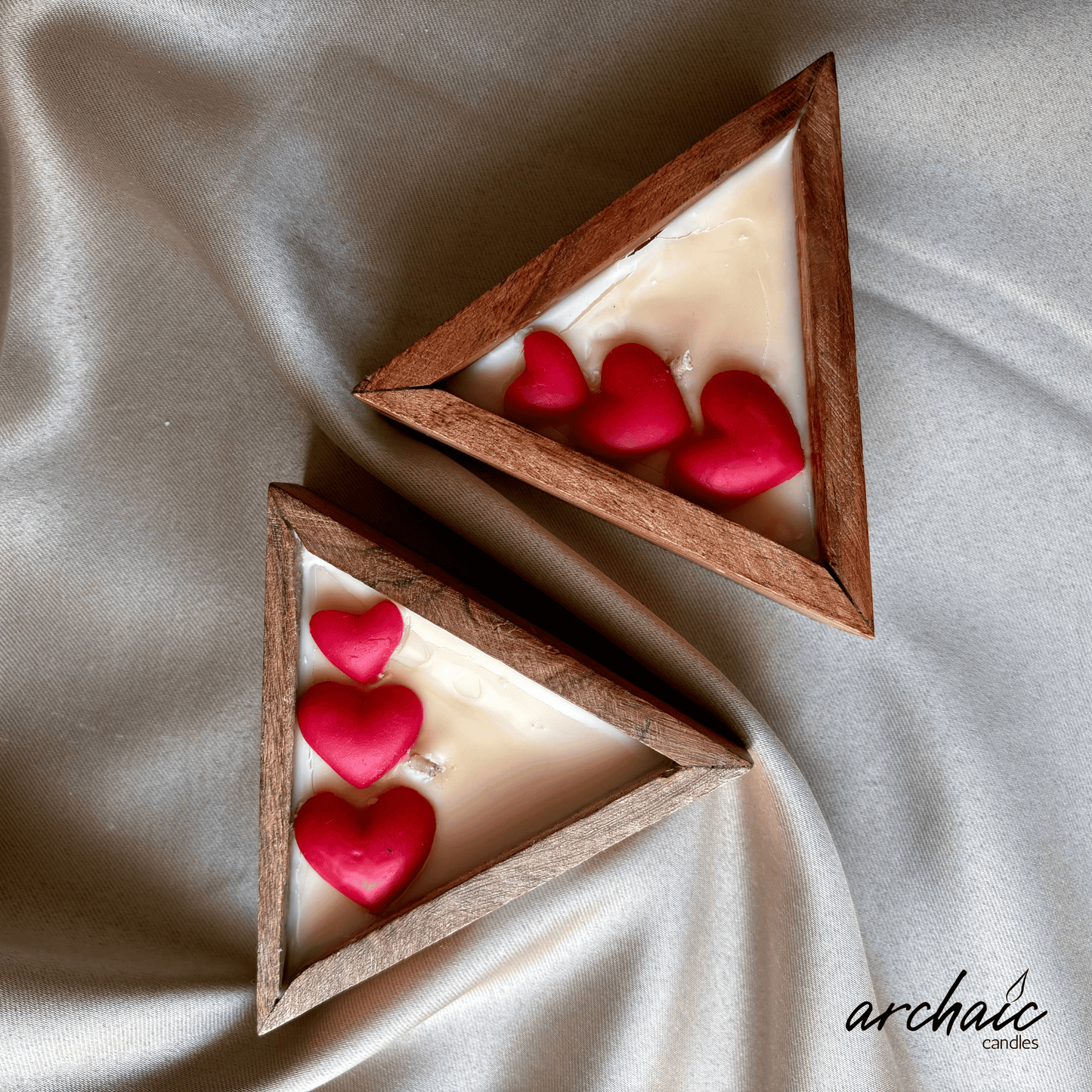 Triangle Shaped Red hearts Scent candle | Crimson Ember| Pure soy wax candles
