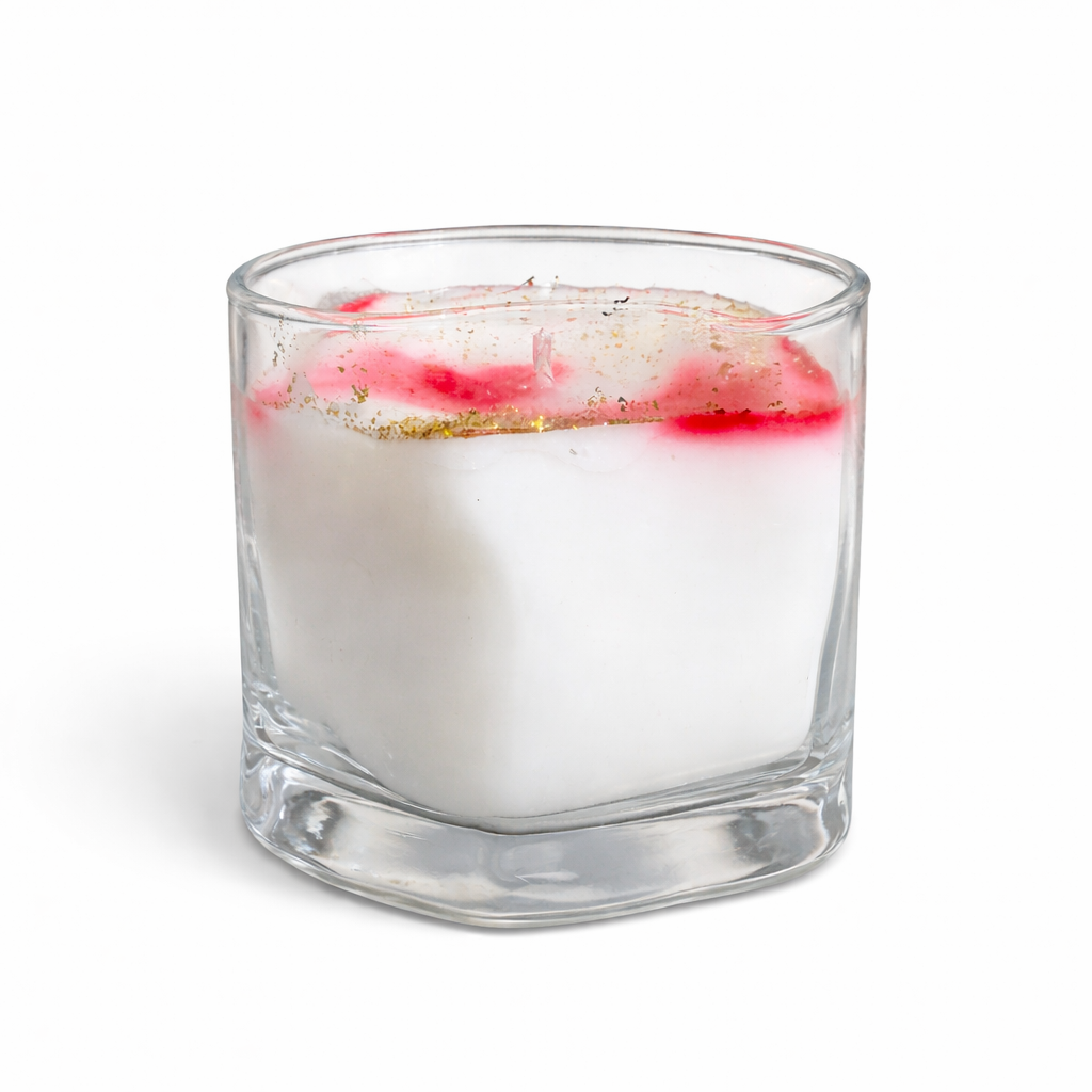 Chromatic Flow multicolor soy wax candle in wabi-sabi glass tumbler plain