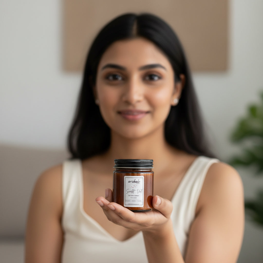 Scarlet Veil cherry blossom soy wax candle in amber glass jar, 100gm, cotton wax threaded wick, ~ Up to 24-hour burn time